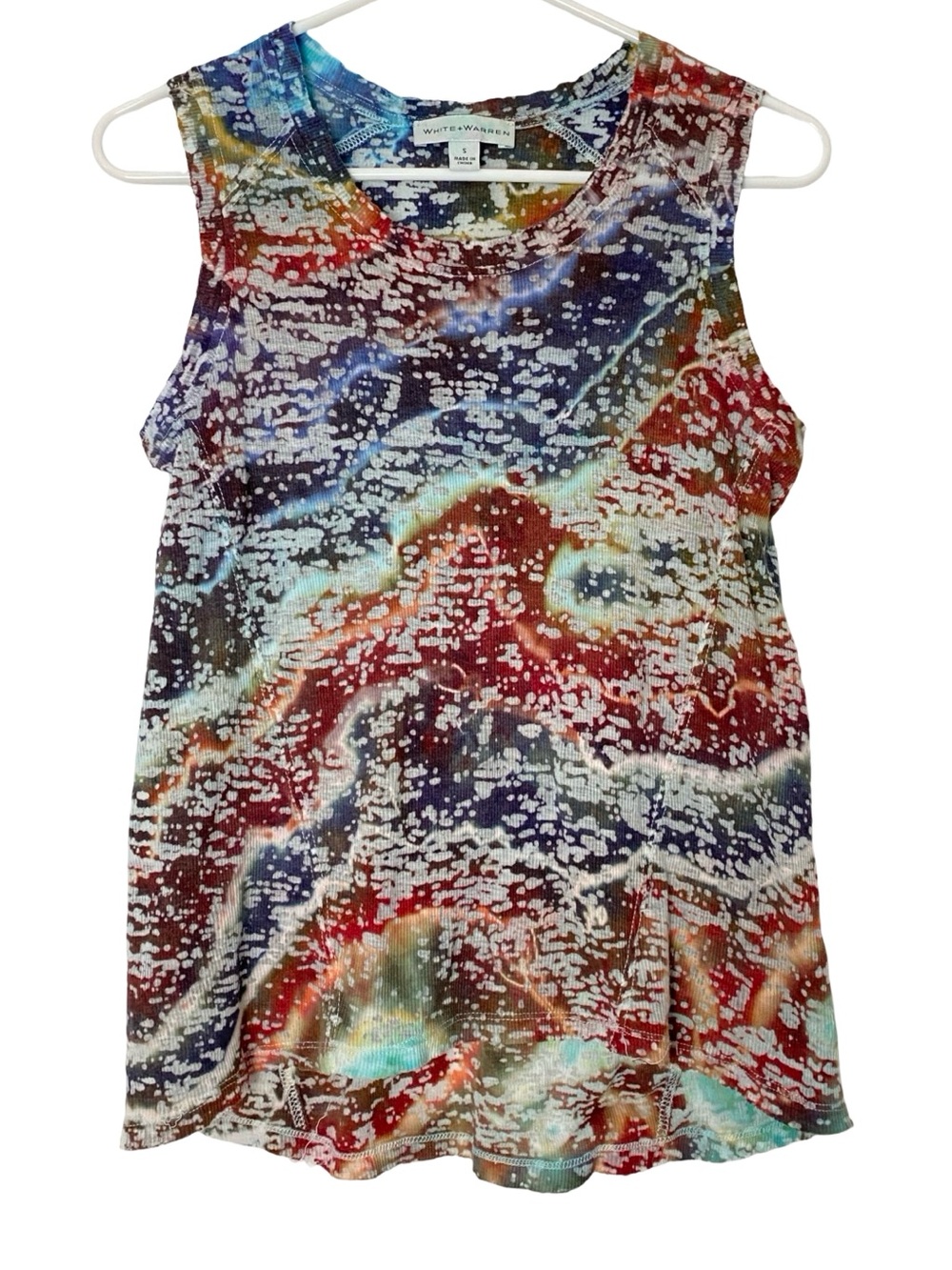 Custom Ice Tie Dye Tank Top Womens Size Small White & Warren Burnout Handmade